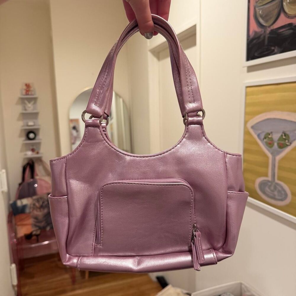 vintage y2k cyber grunge St. John Bat light pink/lilac purple shoulder handbag